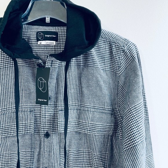 Original Use Mens Medium Long Sleeve Button Down Shirt Hoodie Plaid Soft Adult - Picture 2 of 9